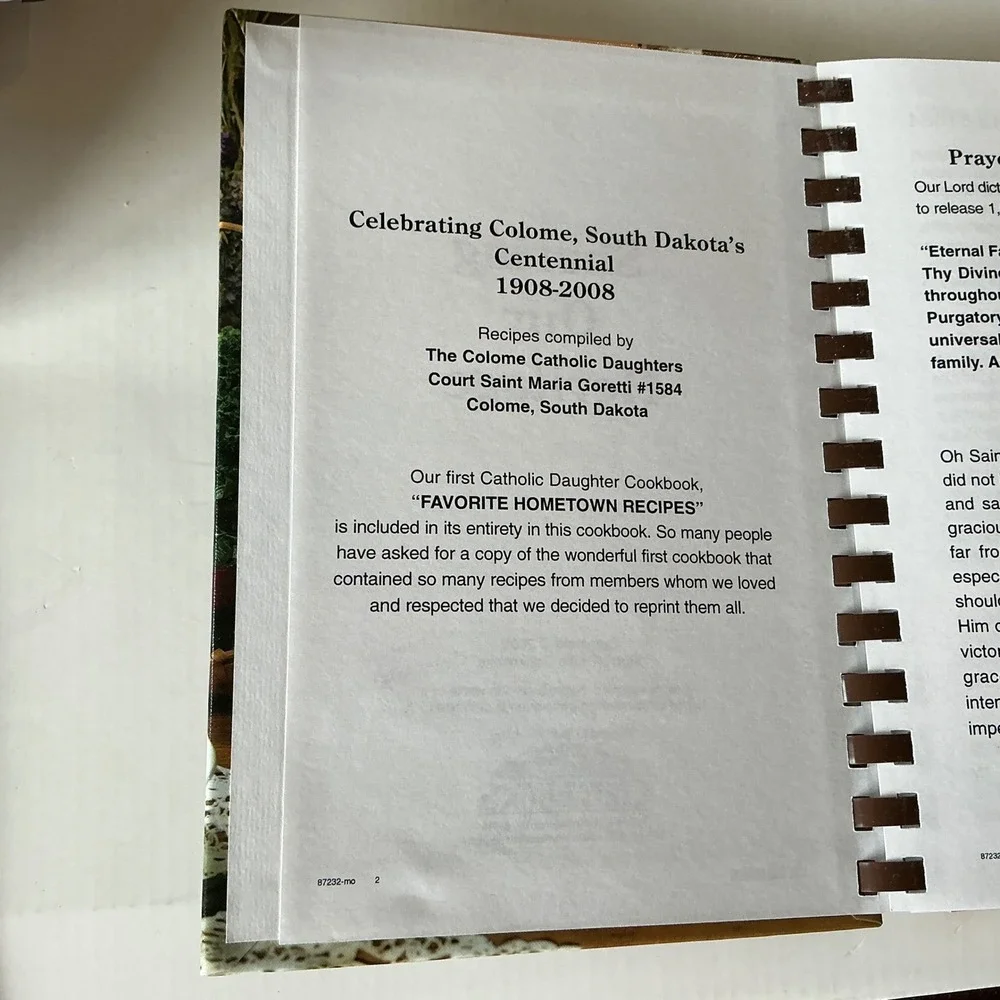 Sharing Our Heritage Colome Centennial Cookbook Vintage South Dakota Recipes SD